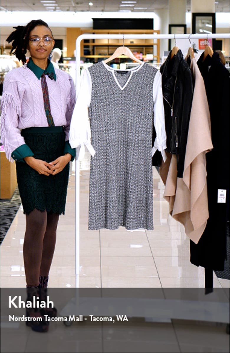 Contrast Sleeve Tweed A-Line Dress, sales video thumbnail