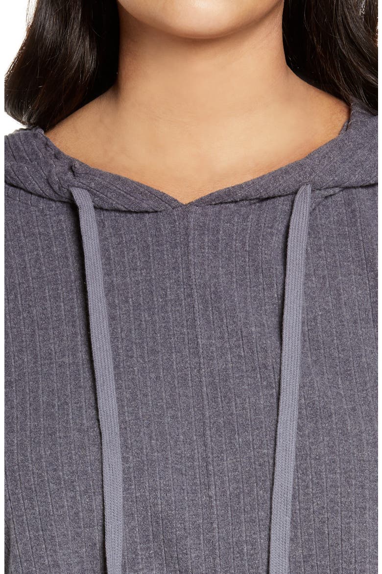 Rib Knit Crop Hoodie, Alternate, color, GREY MEDIUM HEATHER