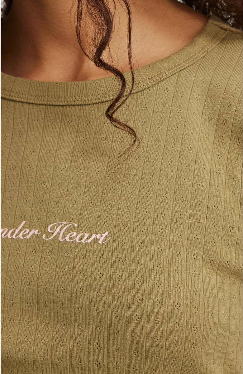 Cotton On Women's Fitted Graphic Pointelle Longline Tee, Alternate, color, 