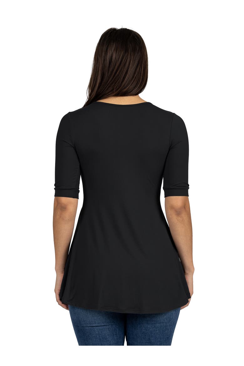 Short Sleeve Tunic Top with Button Detail, Alternate, color, Black