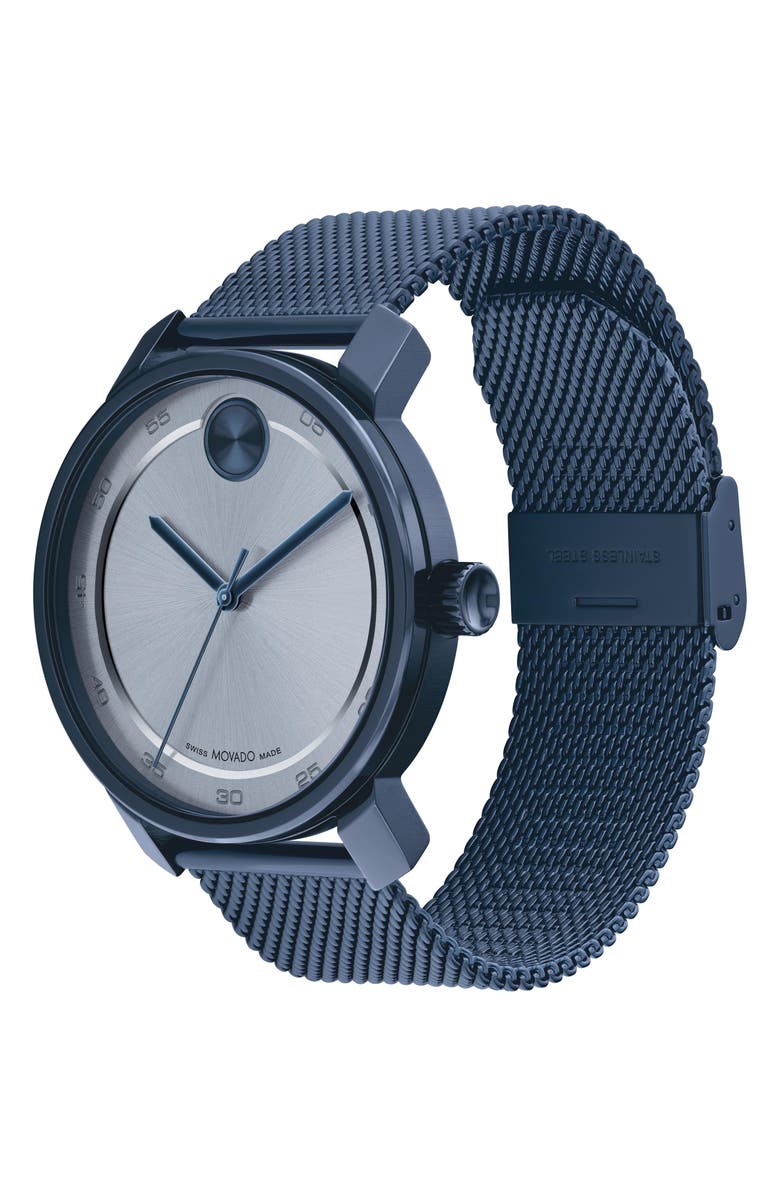 Movado Bold Access Mesh Strap Watch, 41mm, Alternate, color, Grey/ Blue