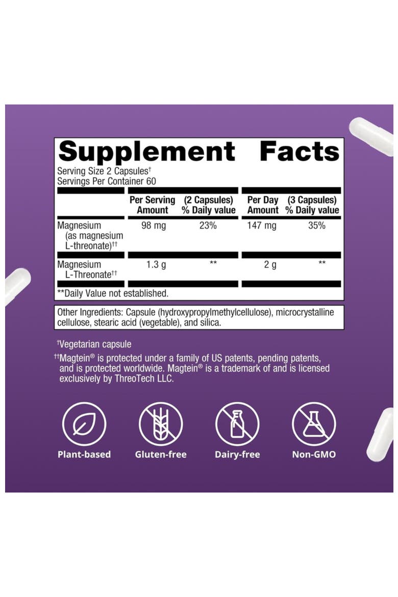 Advanced Magnesium L-Threonate Brain Support Capsules 120 Capsules, Alternate, color, None