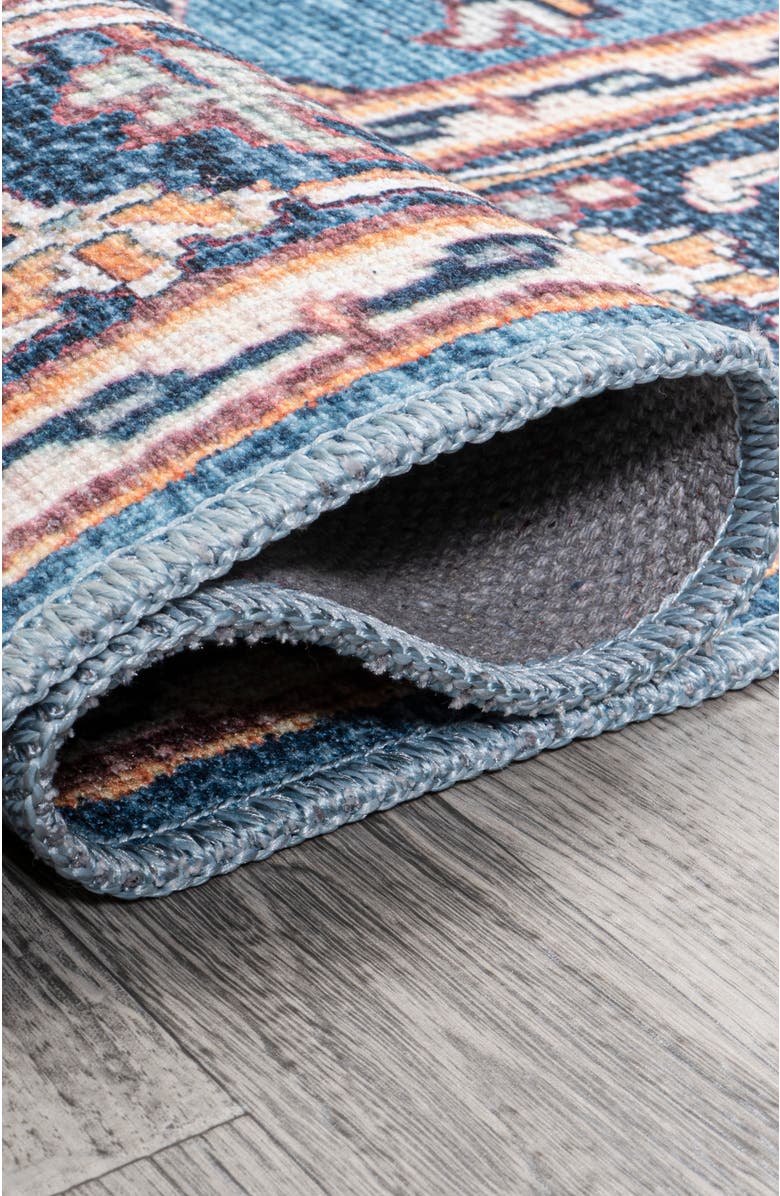 JONATHAN Y Cirali Ornate Large Medallion Machine-Washable Round Area Rug, Alternate, color, Blue/Beige