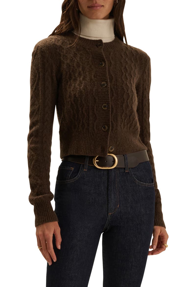 The Eleanor Merino Wool & Cashmere Blend Crop Cardigan, Main, color, GANACHE