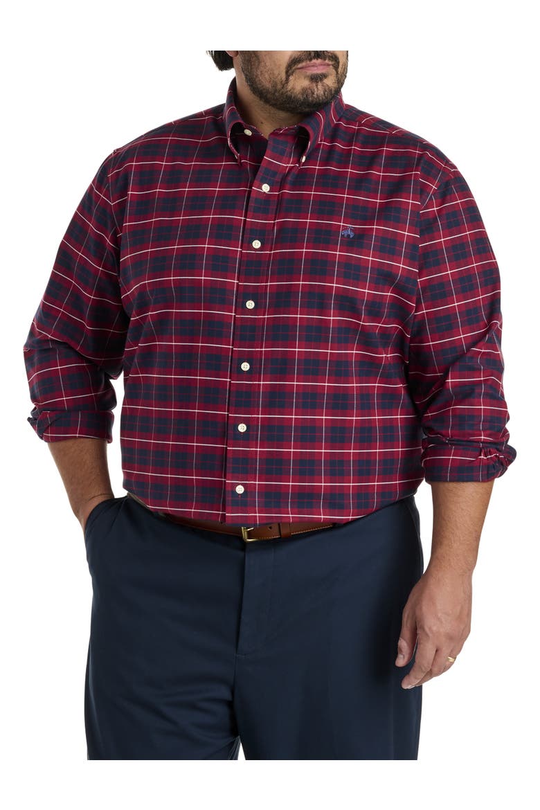 Big & Tall Non-Iron Sport Shirt, Main, color, ZINFANDEL TARTAN