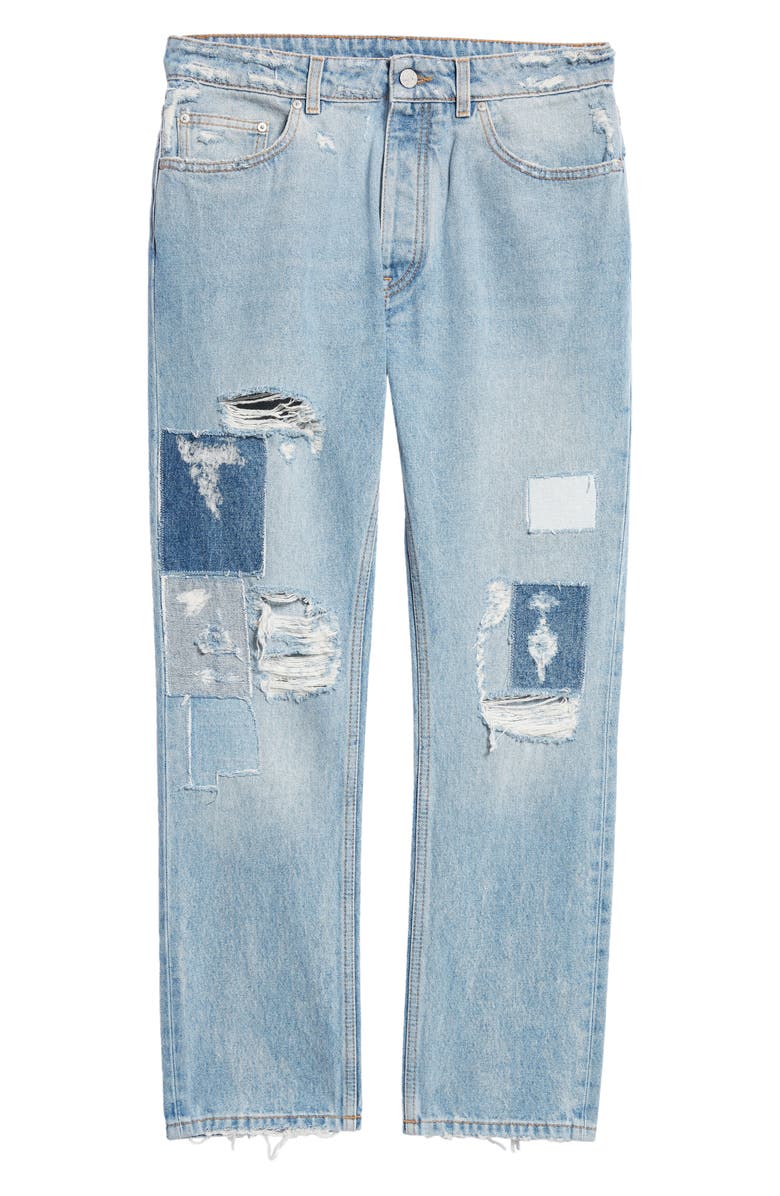 Palm Angels Destroyed Rip & Repair Jeans, Alternate, color, 