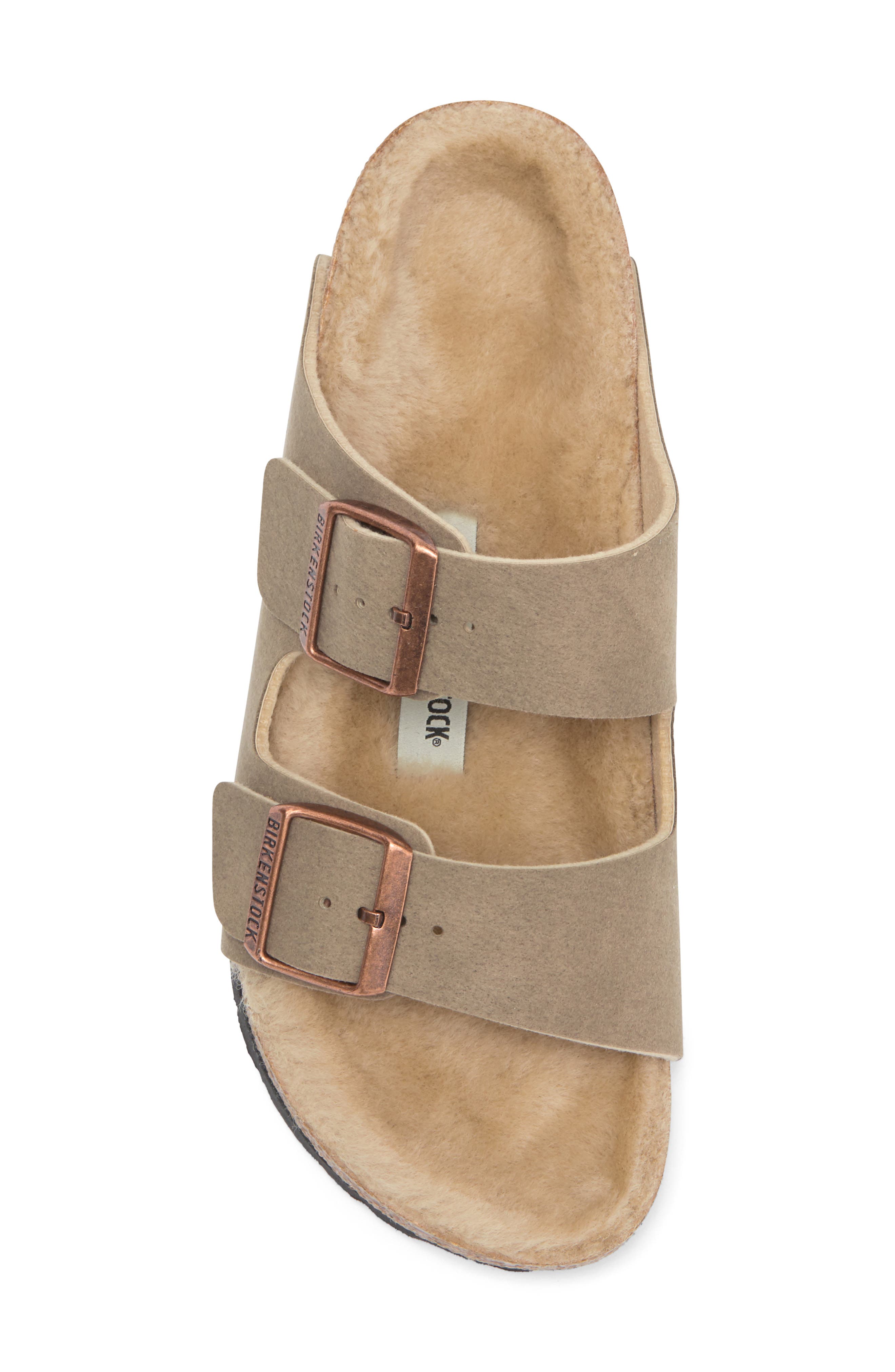 Arizona Genuine Shearling Lined Slide Sandal, Alternate, color, GRAY TAUPE/ SANDCASTLE