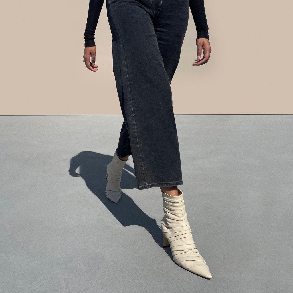 Neil J. Rodgers Plisse Ankle Boot, Alternate, color, Crème Nappa