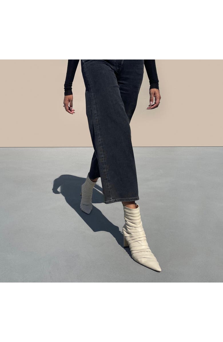 Neil J. Rodgers Plisse Ankle Boot, Alternate, color, Crème Nappa