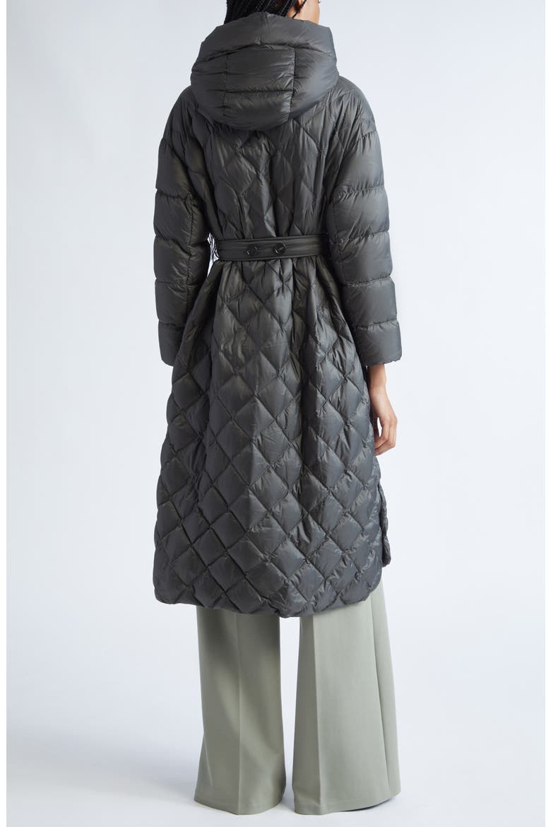 The Cube Trepar Diamond Quilted Down Longline Coat, Alternate, color, GREEN