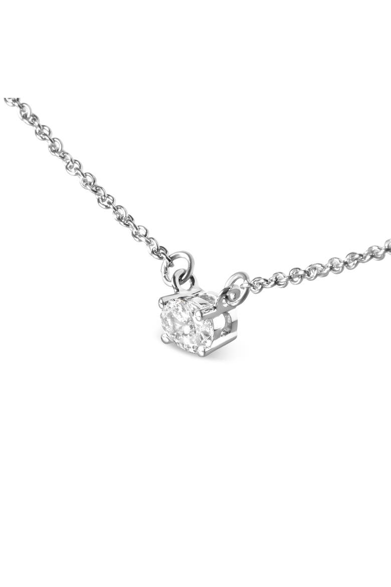 14K White Gold 1/4 Cttw Lab Grown Oval Solitaire Diamond East West Pendant Necklace, Alternate, color, White
