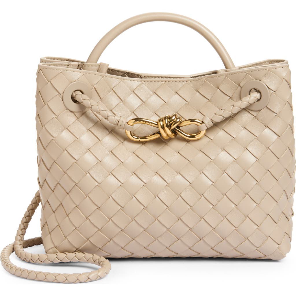 Bottega Veneta Small Andiamo Intrecciato Shoulder Bag In 9616 Ecru-muse Brass-ecru
