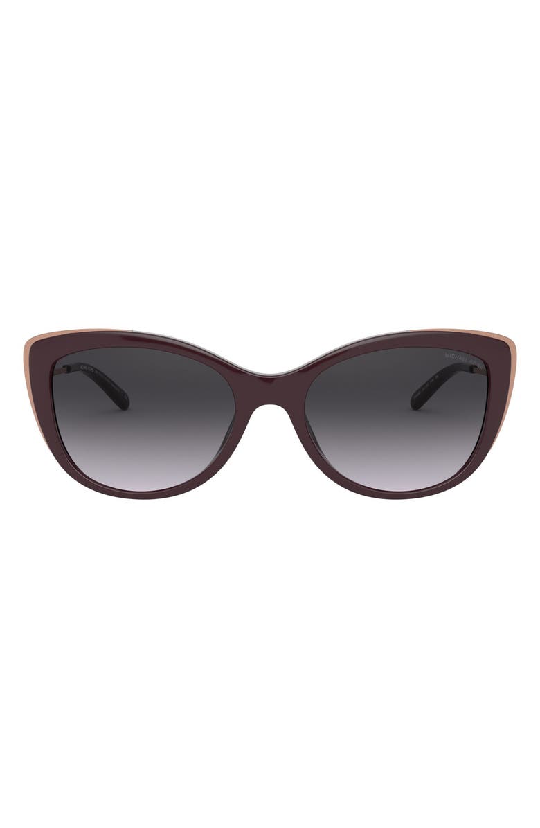 Michael Kors 55mm Gradient Cat Eye Sunglasses, Main, color, Cordovan/ Dark Grey Gradient