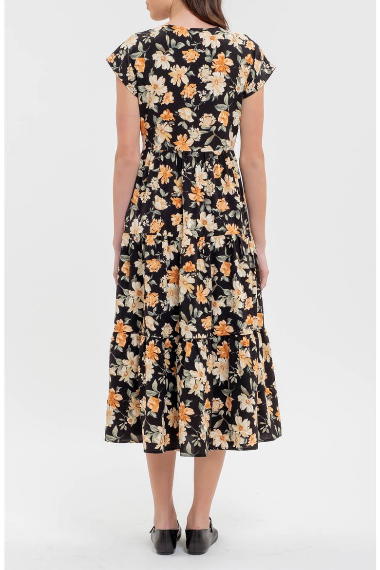 Floral Button-Up Midi Dress, Alternate, color, BLACK MULTI