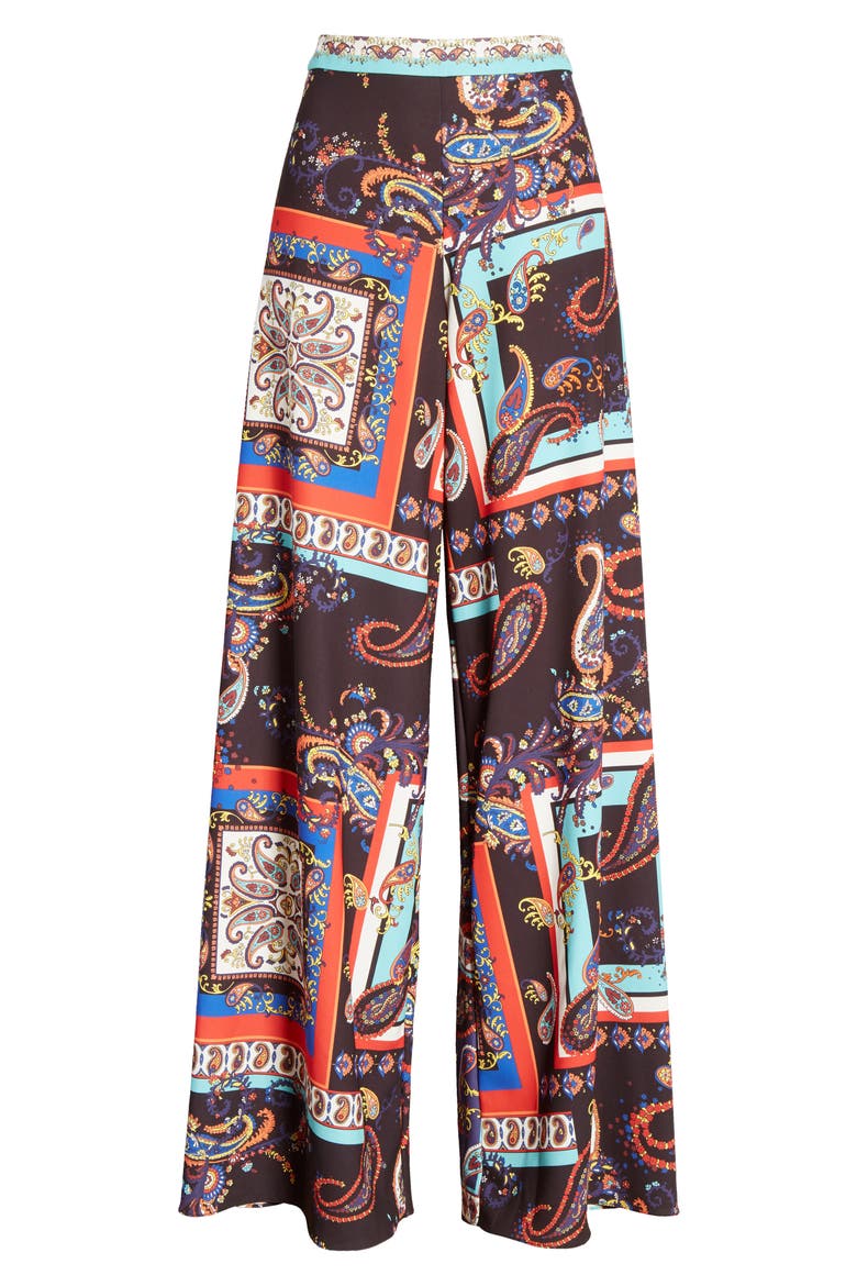 Athena Print Super Flared Wide Leg Pants, Alternate, color, ROYALTY PAISLEY