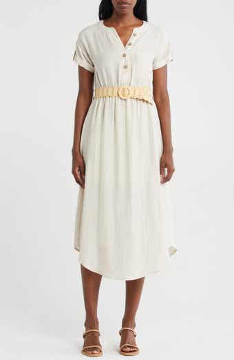 ZOE AND CLAIRE Short Sleeve Belted Shirtdress