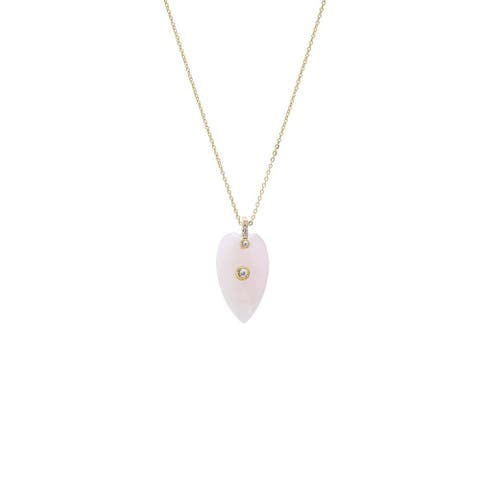 CZ Bezel Elongated Heart Natural Stone Necklace