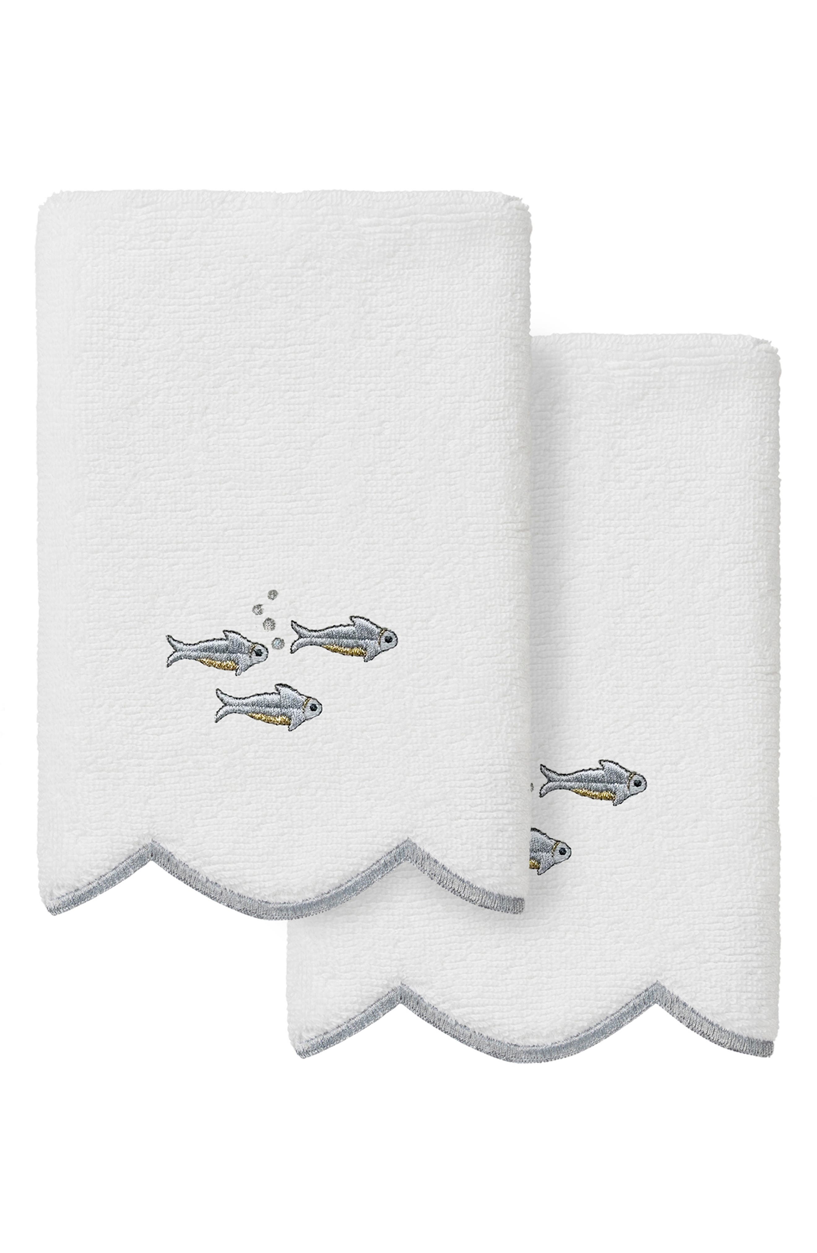 2-Piece Fish School Turkish Cotton Fingertip Towel Set