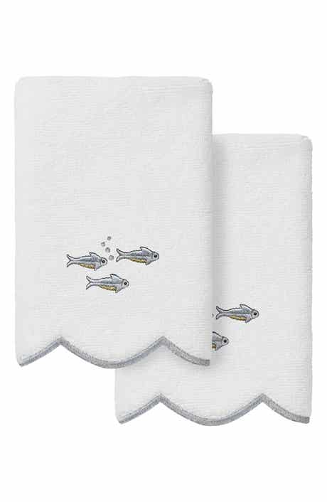 2-Piece Fish School Turkish Cotton Fingertip Towel Set
