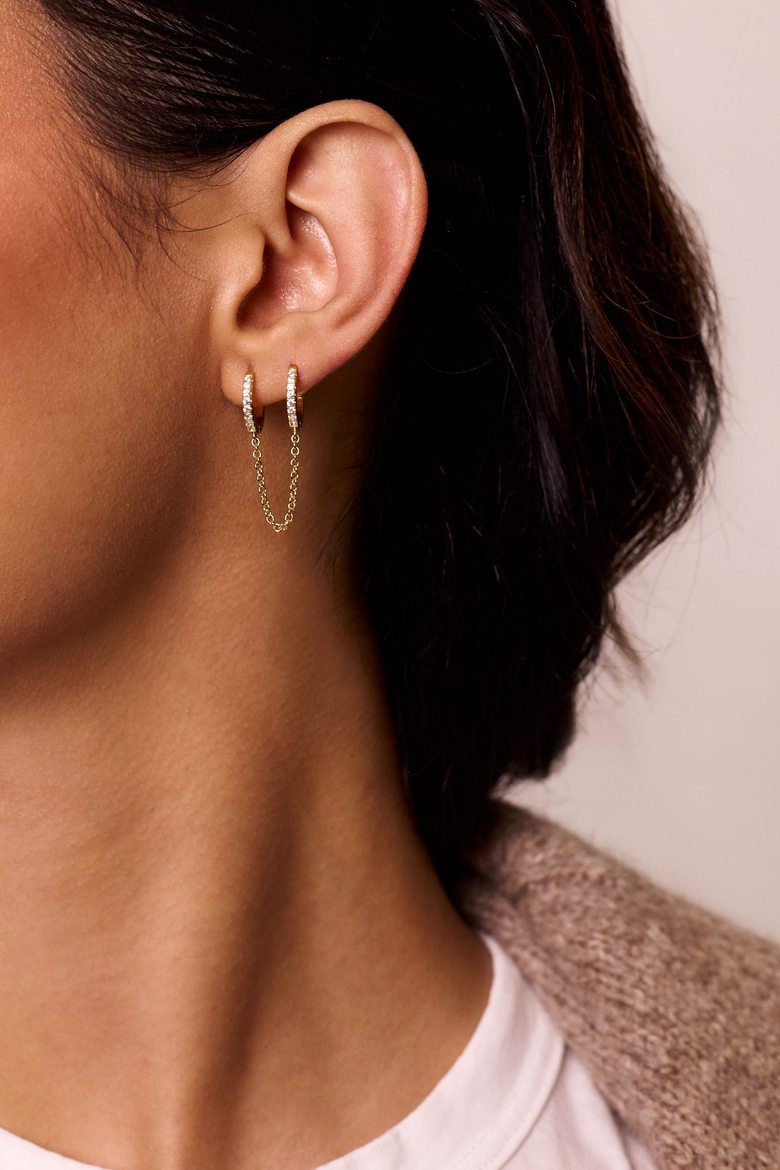 Double Down Earrings, Alternate, color, Gold