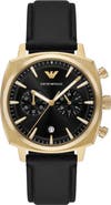 Emporio Armani Chronograph Leather Strap Watch, 40mm