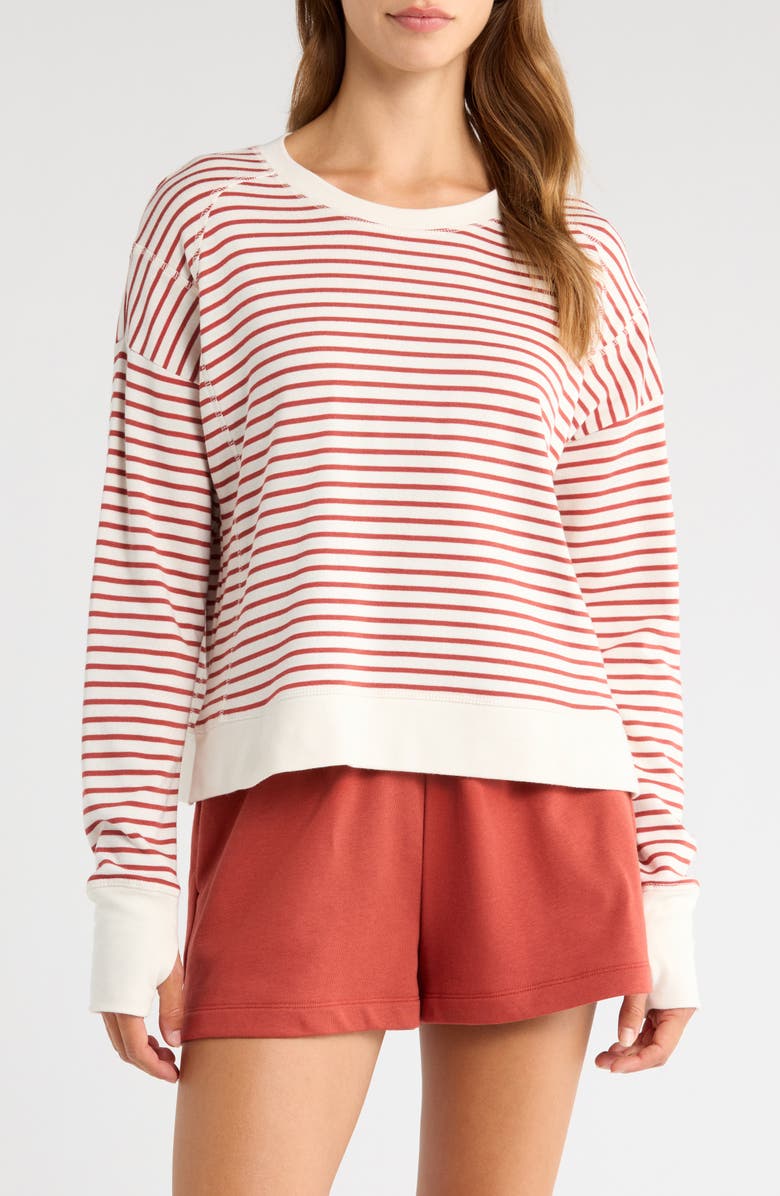 Sweaty Betty After Class Crop Sweatshirt, Main, color, Ember Red