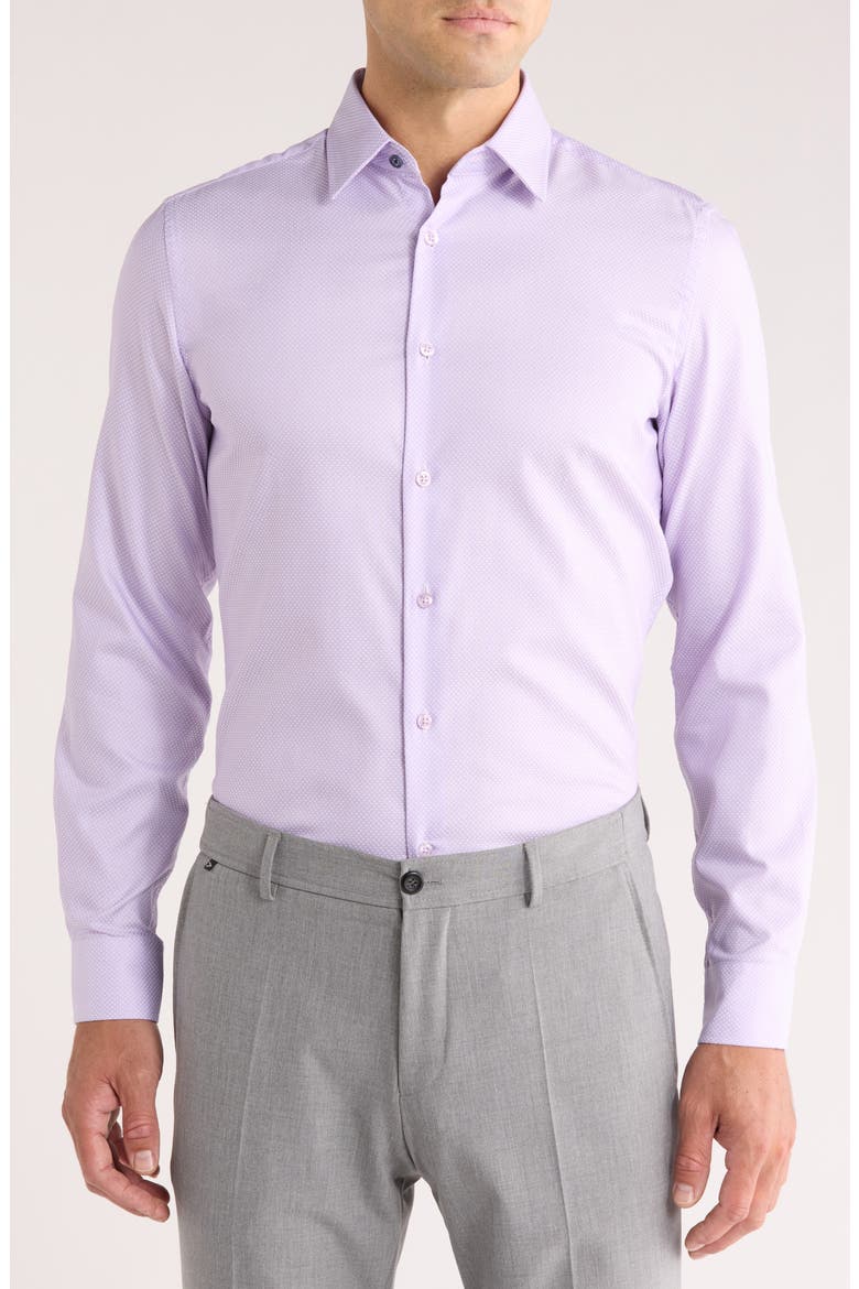 Solid Textured Slim Fit Dress Shirt, Main, color, PURPLE