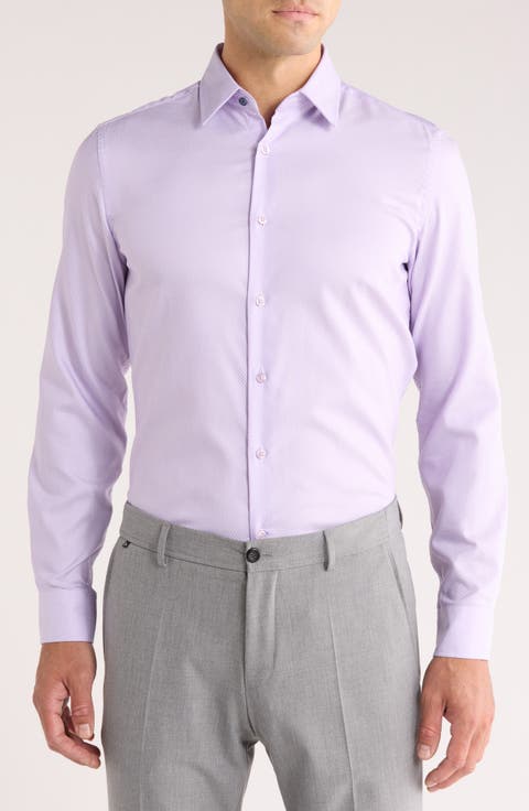 Solid Textured Slim Fit Dress Shirt
