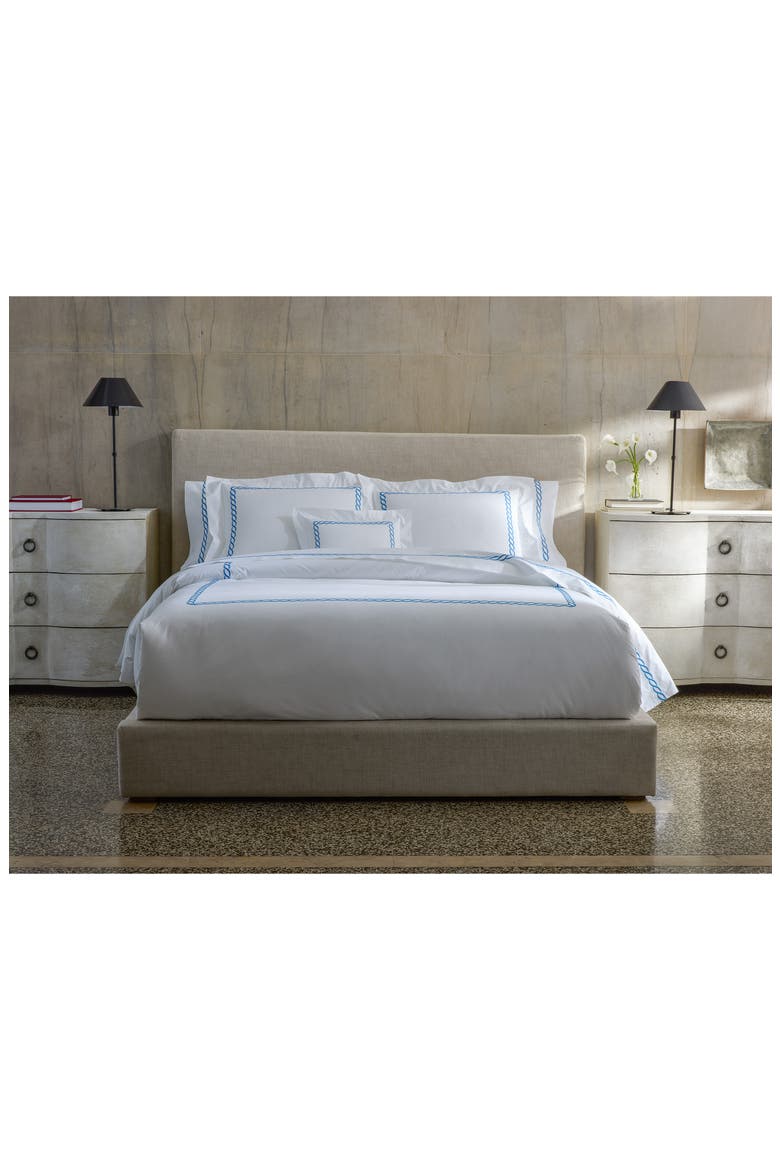 Classic Chain Cotton Percale Duvet Cover, Alternate, color, AQUA
