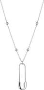 Spero London Sterling Silver Safety Pin Necklace With Beaded Satellite Chain