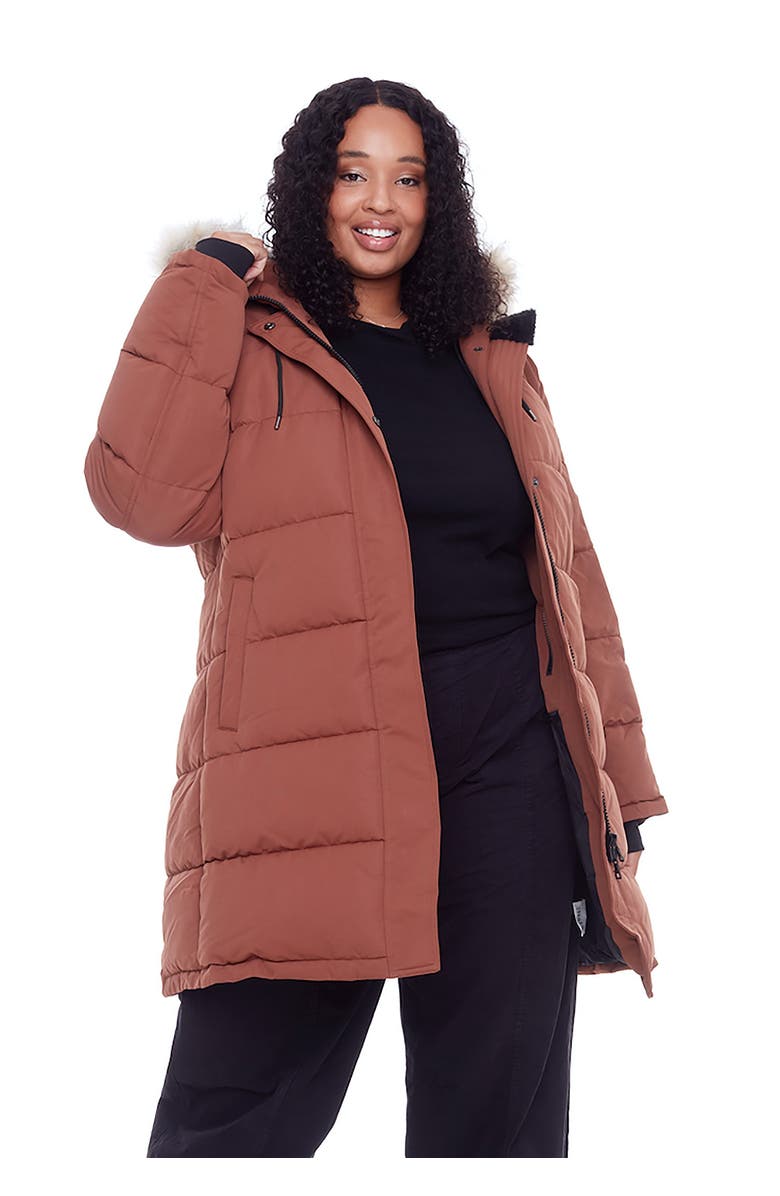 Alpine North AULAVIK PLUS SIZE - Vegan Down Mid-length Hooded Parka Coat, Main, color, Maple