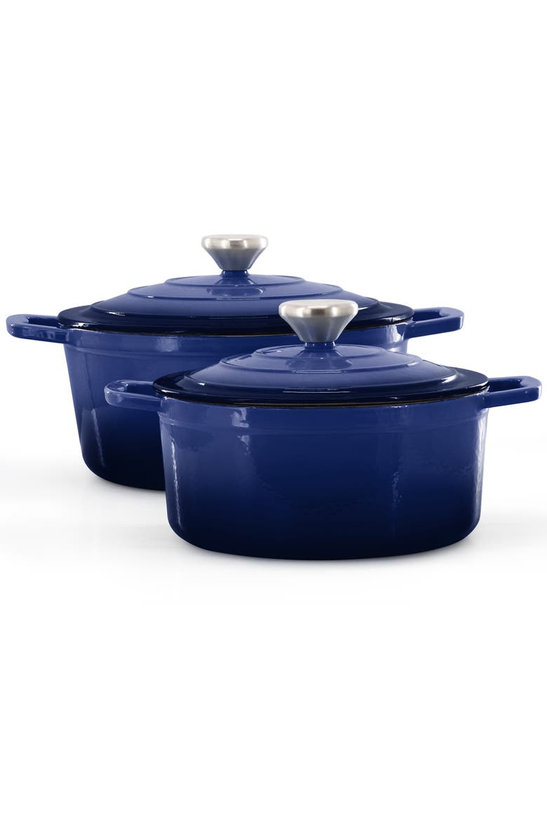 7 Piece Enameled Cast Iron Cookware Set, Alternate, color, Blue