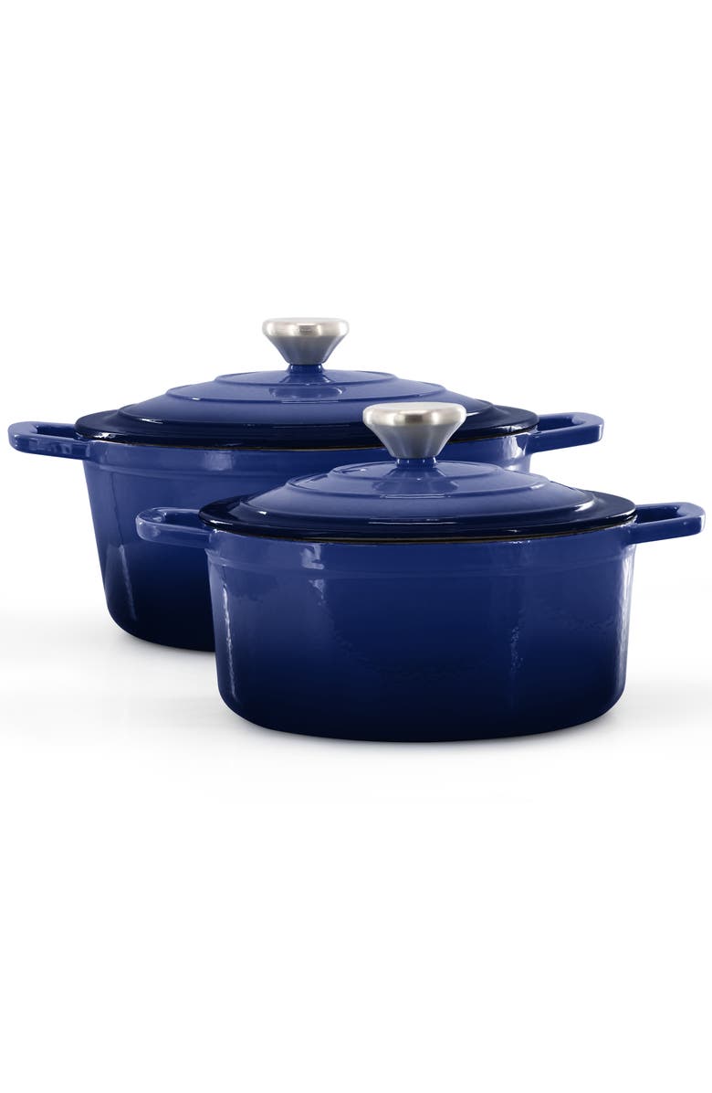 Megachef 7 Piece Enameled Cast Iron Cookware Set, Alternate, color, Blue