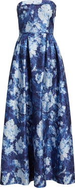 Tahari ASL Crinkled Floral Gown