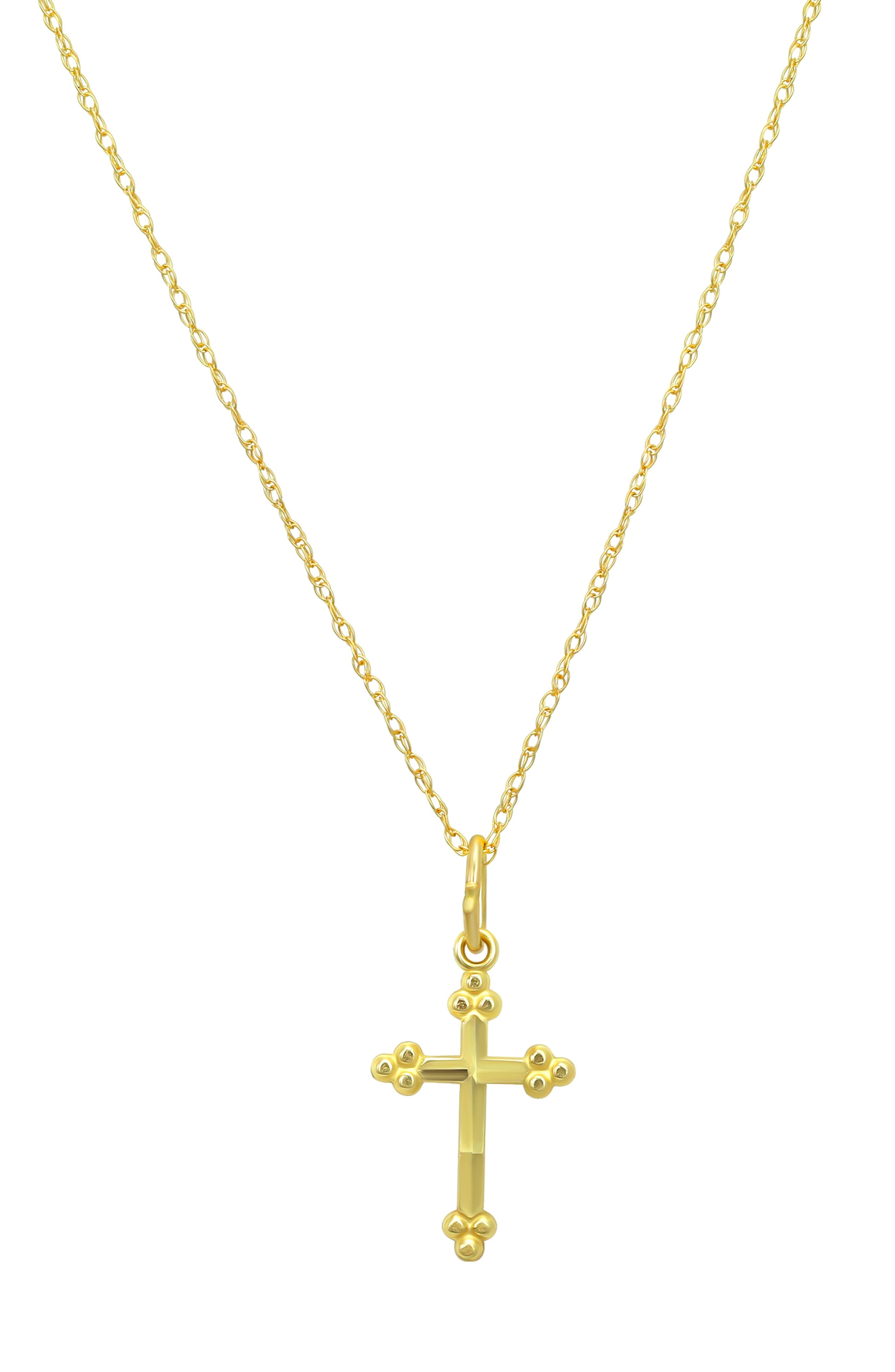 CANDELA JEWELRY 10K Yellow Cross Pendant Necklace