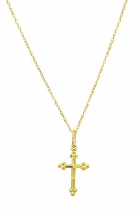 CANDELA JEWELRY 10K Yellow Cross Pendant Necklace