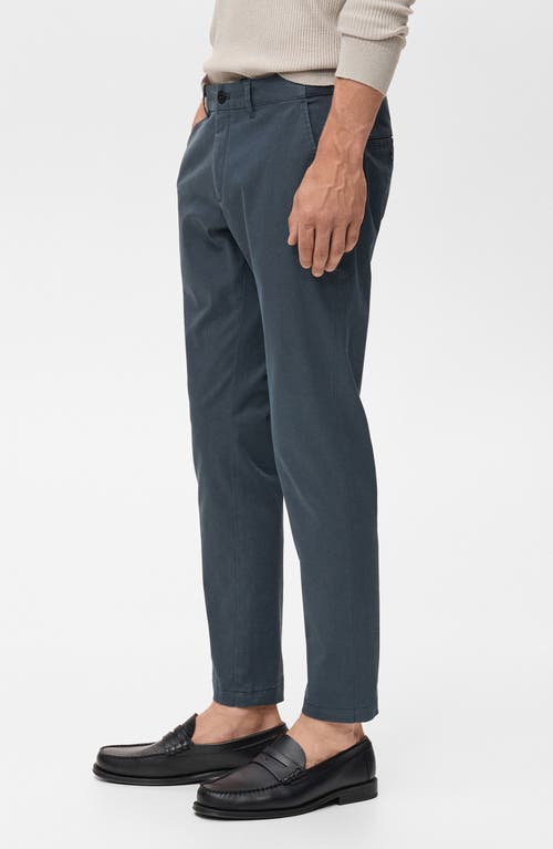 Mango Prato Crop Tapered Stretch Cotton Chinos In Blue