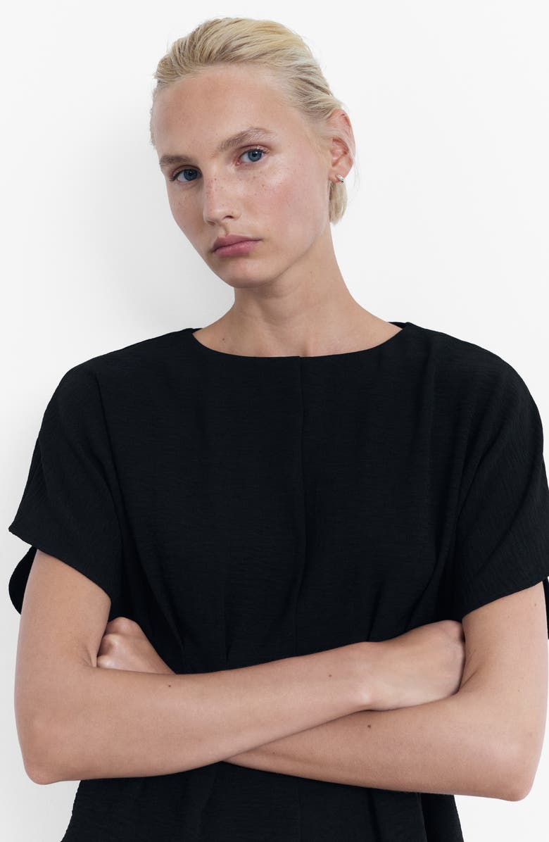 MANGO Short Sleeve Peplum Top, Alternate, color, Black