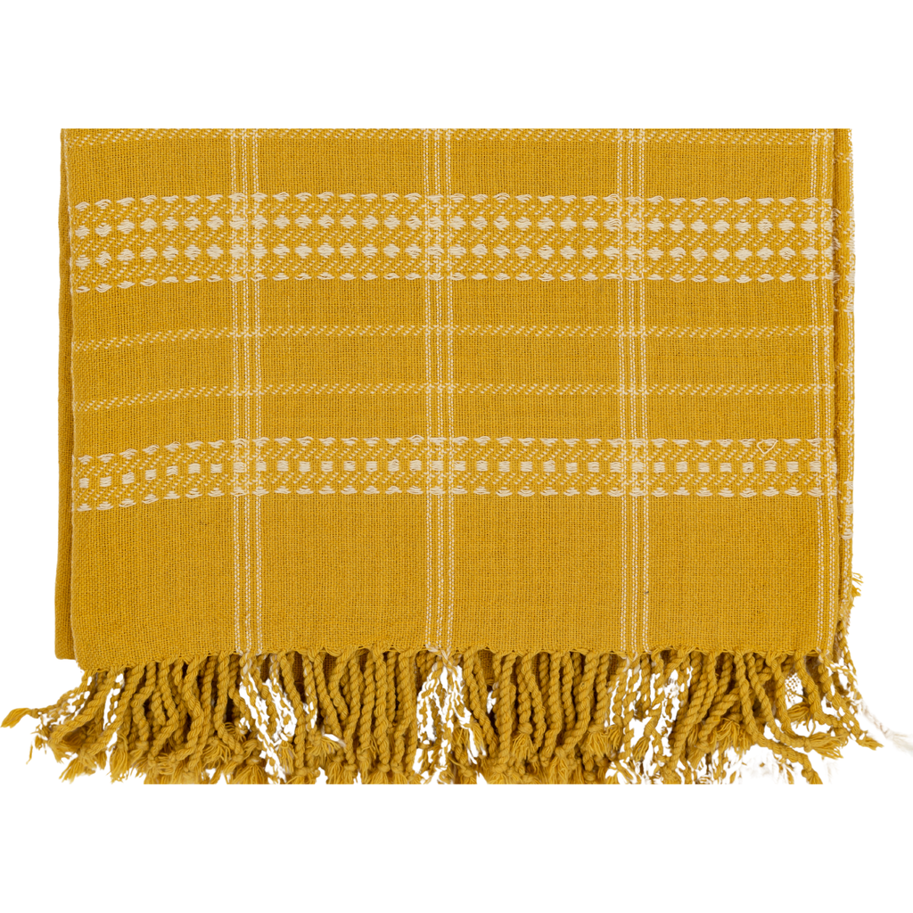 Alamwar Tuscany Yellow Handwoven Bedspread