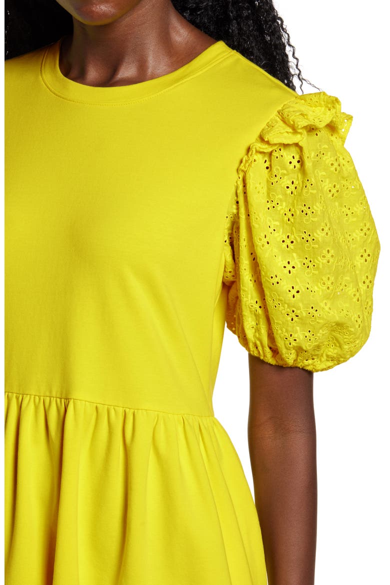 Eyelet Sleeve Knit Dress, Alternate, color, YELLOW