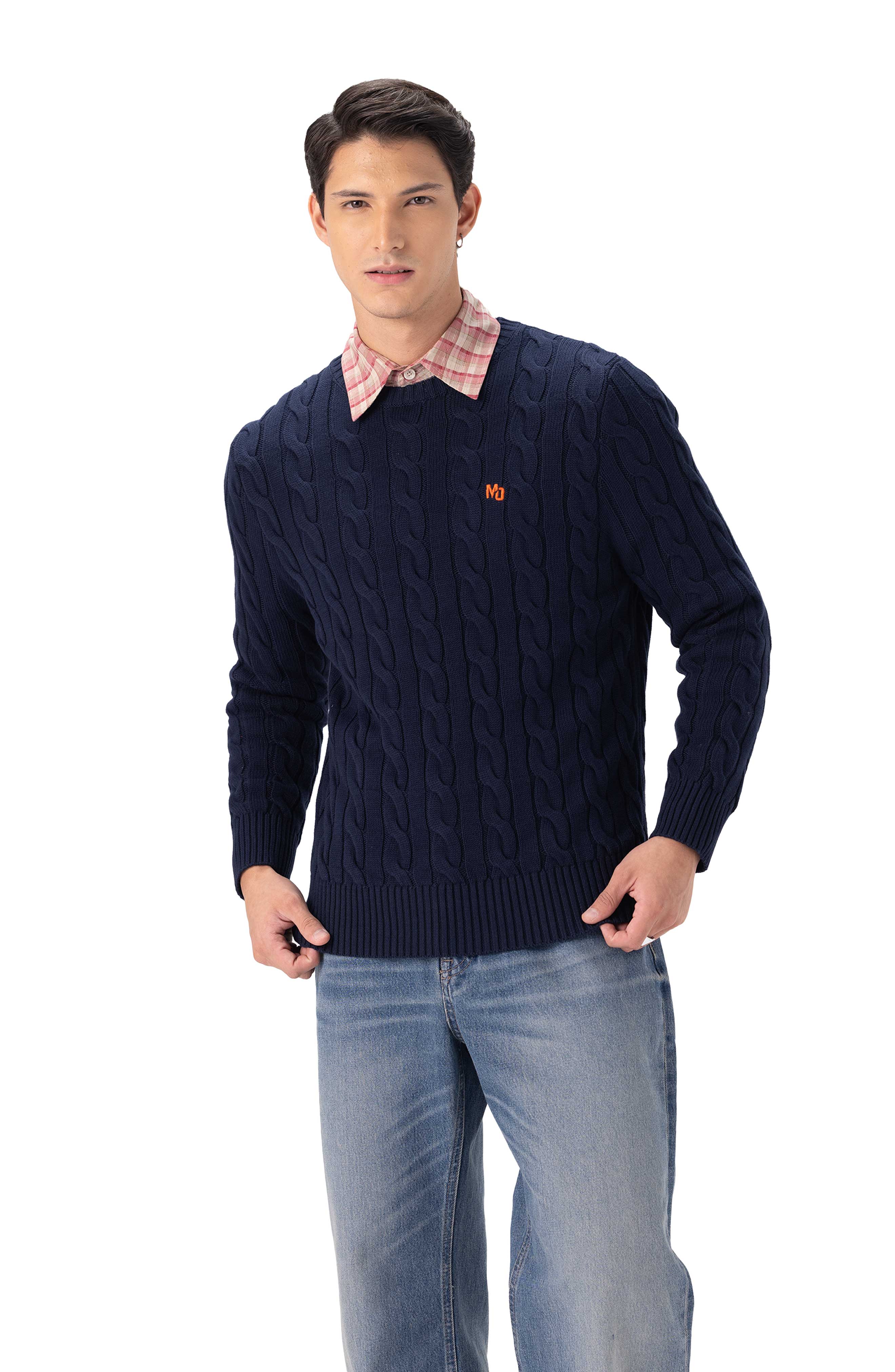 Men's Crew Neck Cable Sweater - image 5