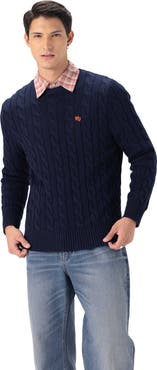 Members Only Men's Crew Neck Cable Sweater