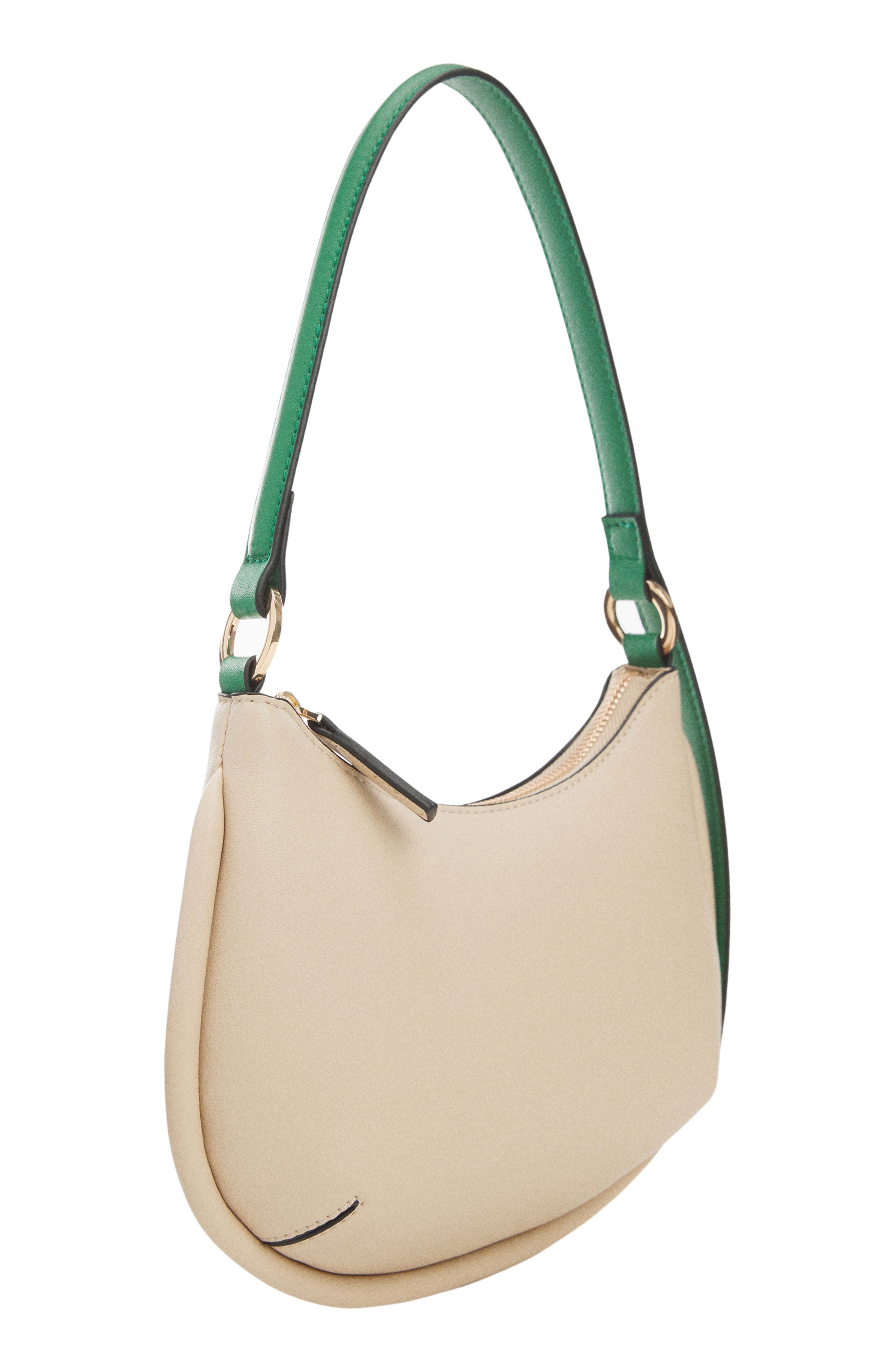 MANGO Faux Leather Hobo Bag, Alternate, color, Off White