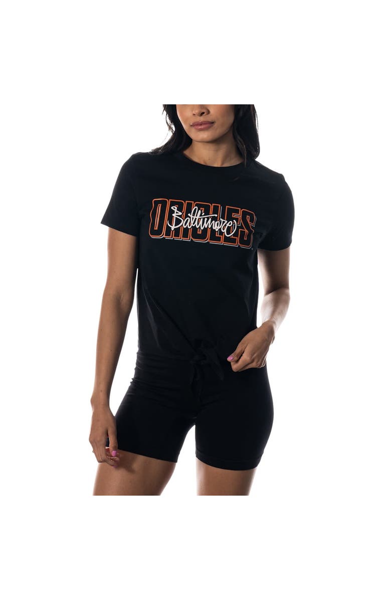 THE WILD COLLECTIVE Women's The Wild Collective Black Baltimore Orioles Twist Front T-Shirt, Main, color,