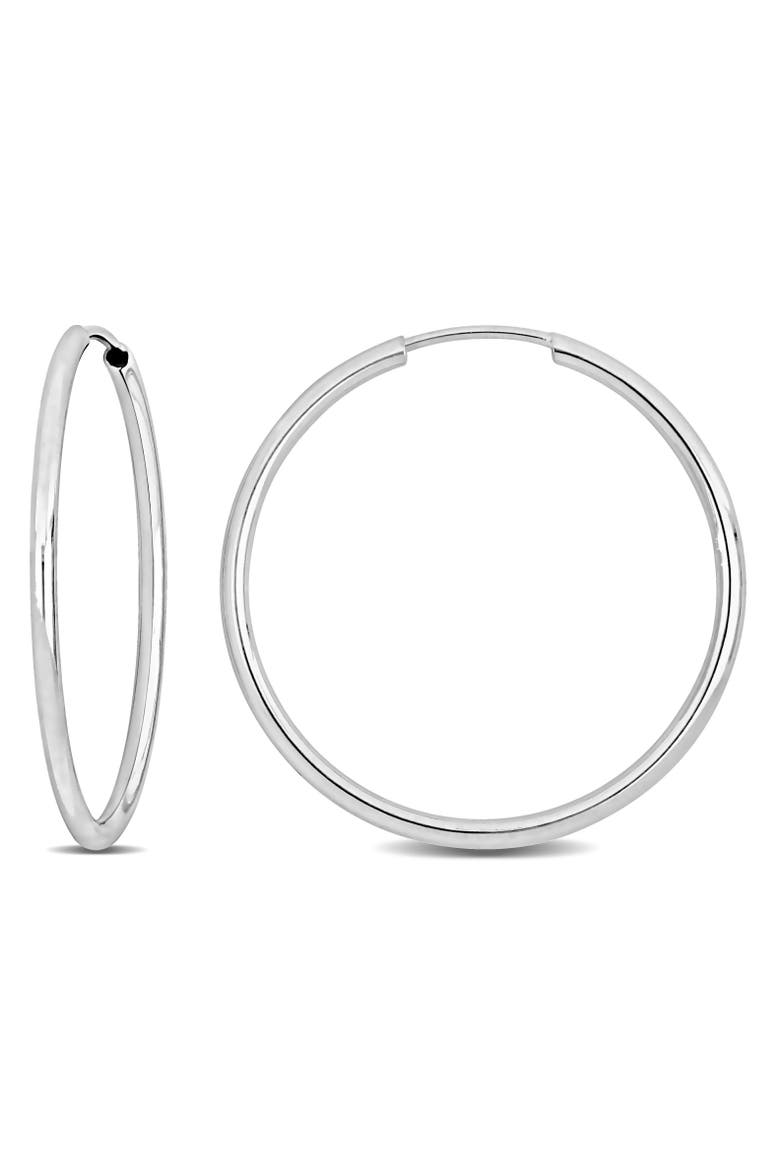 14k White Gold Hoop Earrings, Main, color, 14k White Gold