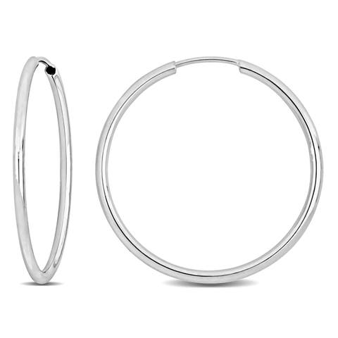 14k White Gold Hoop Earrings