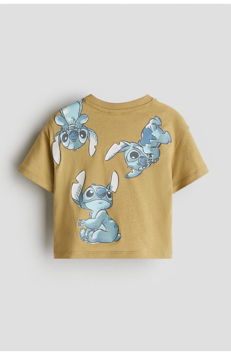 H&M 2-piece Cotton Jersey Set, Alternate, color, Mustard Yellow/Lilo & Stitch