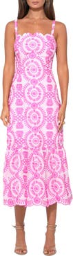 Adelyn Rae Raelynn Lace-Up Embroidered Midi Dress