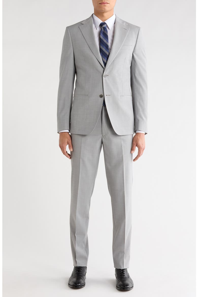 Notch Lapel Wool Blend Suit, Main, color, LIGHT GREY