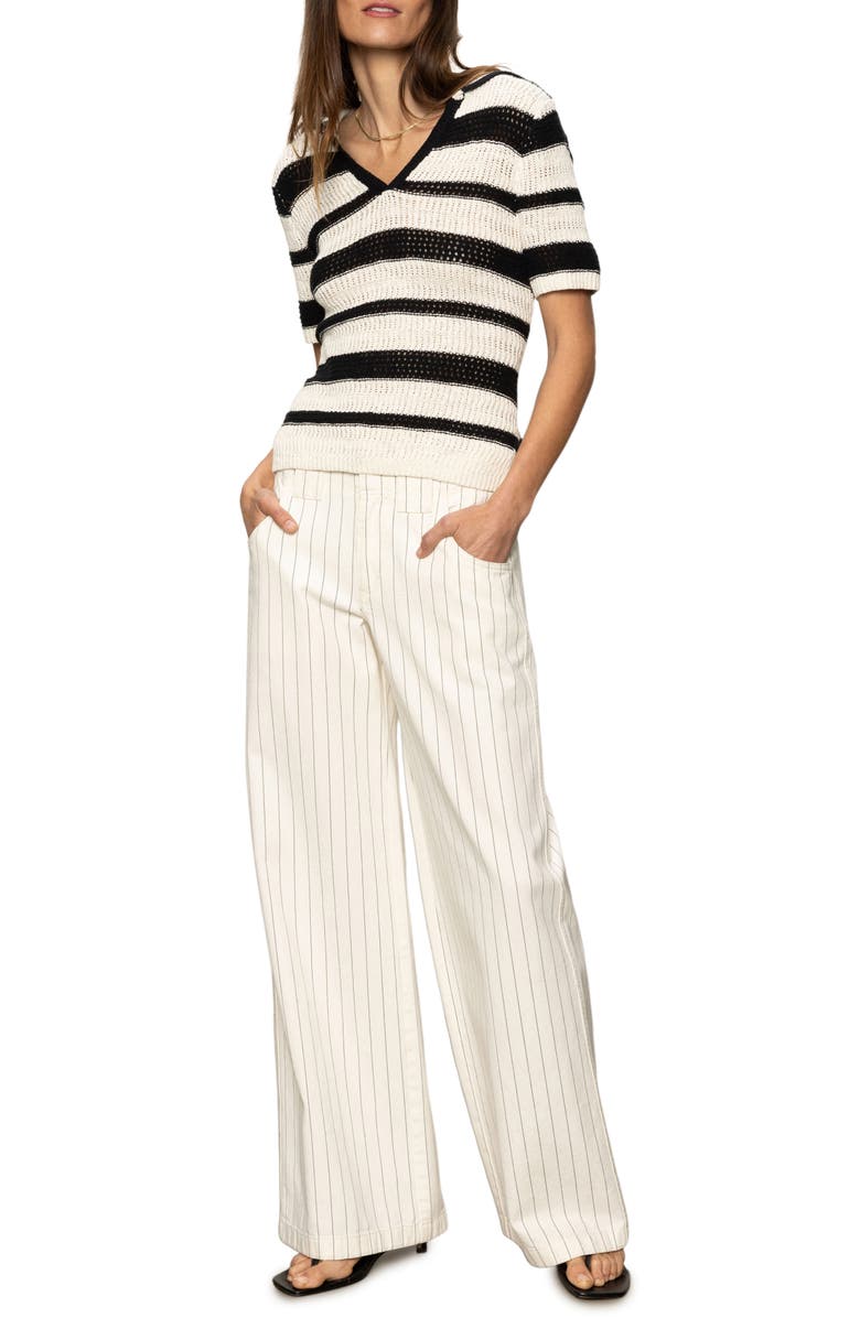 Sanctuary Arden Wide Leg Pinstripe Jeans, Alternate, color, Bleached White Pinstripe